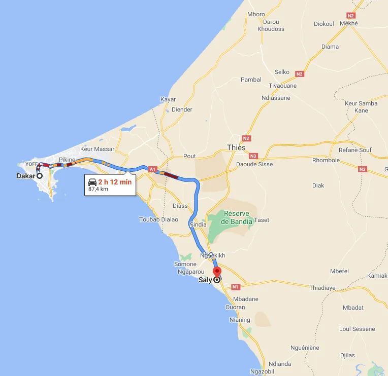 Itinéraire Dakar — Saly