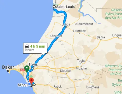 Trajet Saint-Louis — Mbour