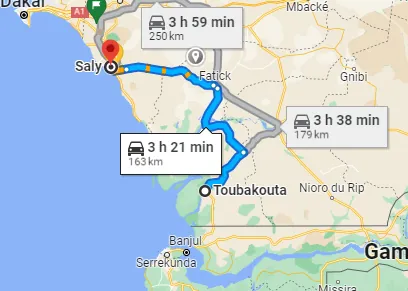 Itinéraire Toubacouta — Saly