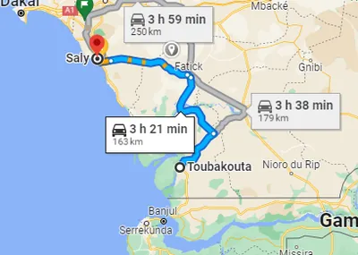 Trajet Saly — Toubacouta