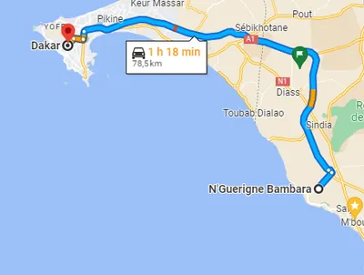 Trajet Nguerigne — Dakar
