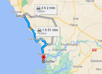 Trajet Saly — Djifer