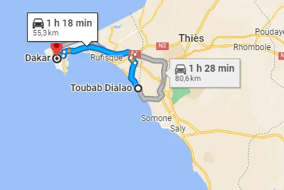 Itinéraire Dakar — Toubab Dialaw