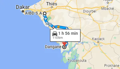 Trajet AIBD — Aéroport Blaise Diagne — Ndangane