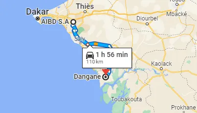 Itinéraire AIBD — Aéroport Blaise Diagne — Ndangane