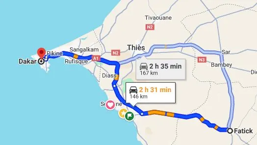 Itinéraire Fatick — Dakar