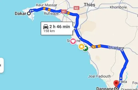 Itinéraire Dakar — Ndangane