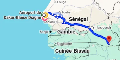 Itinéraire Kédougou — AIBD — Aéroport Blaise Diagne
