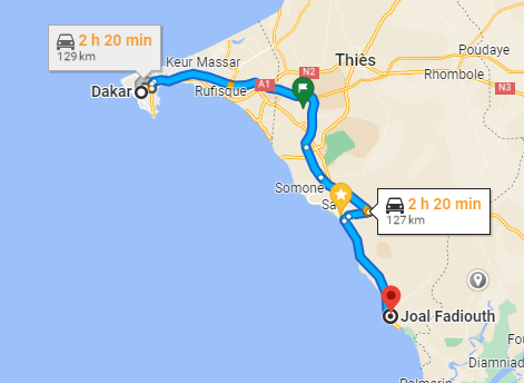 Taxi Dakar ↔ Joal-Fadiouth