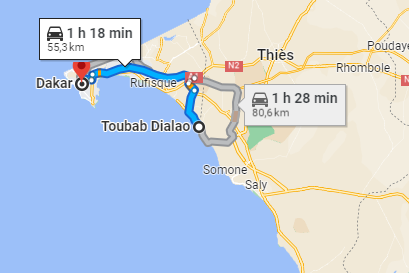 Taxi Dakar ↔ Toubab Dialao