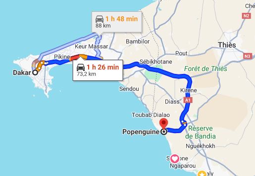 Taxi Dakar ↔ Popenguine